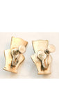 South American Silver Warrior Treasure Earrings - 40s Screw Back Earring - 1940s Incan Colombia - 900 Fine Silverplate - Screwback - 38331-1