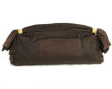 1930s 1940s Cocoa Brown Purse - Chic 30s 40s Fur Felt Clutch Handbag with Floral Metal Rings & Cinched Design - Chic Lewis Collector Bag