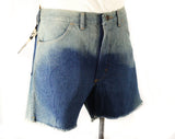 Men's Medium Shorts - 1980s Cutoff Denim by Wrangler - Faded Blue Cotton - 80s Western Hippie Casual Cut-Offs - As Is Deadstock - Waist 33