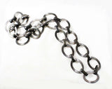 Antiqued Silver Chain Link Belt - Size 6 to 14 - Small Medium Large - Chic Modernist 1960s Design - Pewter Gray Metal - Deadstock Chainlink