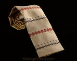 1960s Square End Tie - Men's 60s Nautical Preppy Novelty Necktie by Rooster - Anchors and Sailor Ship's Wheels - Khaki Black Rust Brown Tan