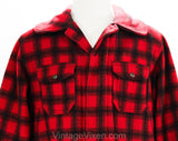 Men's Large Red Buffalo Plaid Jacket - 1950s Long Sleeve Lumberjack Winter Hunting Jacket - Quilted Lining - Rustic 50s Woolrich - Chest 48