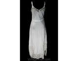Size 2 White Rayon 1940s Dress Slip with Deco Ribbon Bows - Silky Bias Cut Authentic 40s Lingerie - XXS Full Slip - Lace Bust - Bust 31.5