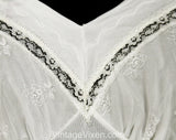 Size 4 Vintage White Full Slip - 1950s Lingerie - 50s Classic Dress Slip - Thin Tricot & Lace with Embroidery Scallops - Double Layer Knit