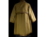 Large Bonnie Cashin 1960s Canvas Coat with Tan Leather - 60s Designer Fall Autumn Overcoat - Mustard Gold Cotton - Big Pockets - Bust 42