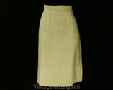 Size 10 Taupe Suit - 1950s Golden Yellow Faux Silk Tailored Jacket and Skirt by Peck & Peck - Late 50s Early 60s with Pockets - Waist 30