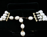 Resort Chic 60s Necklace - White & Gold - Faux Ivory Carved Plastic Beads - 1960s - Multi Strand - Four Strands - Germany - 42361