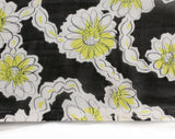 1960s Daisy Print Fabric - Over 4.5 Yards x 37" Wide - 60s Sheer Cotton Gauze - Black Yellow & White Daisies 1960s Summer Hippie Yardage