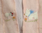 Baby Girl's 1930s Jacket - Size 3 to 6 Months - Authentic 30s Infant Child's Pink Organdy Top with Baby Animals Embroidery - Chest 18