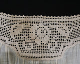 As Is 1920s Cotton Teddy - Size 6 Authentic 20s Flapper Era Lingerie - Tea Colored Camisole Panty Combination - Filet Crochet Lace - Bust 34