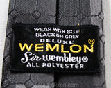 50s Men's Necktie - Sterling Gray & Black 1950s Pixellated Skinny Tie - Sterling Grey Brocade - Wembley Label - MCM - Mid Century Menswear
