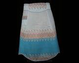 1950s Two-Tone Blue Apron with Lacy Faux Embroidery - Large Half Apron - Size 12 to 14 - Excellent Condition - Scalloped Hem - 30479-1