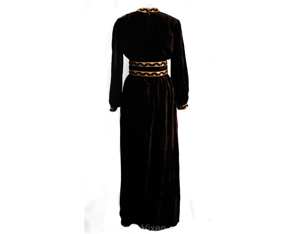 Size 8 Hippie Dress - Posh 1970s Designer Oscar de la Renta Chocolate Vintage Vixen Clothing Size 8 Hippie Dress - Posh 1970s Designer Oscar de la Renta Chocolate Vintage Vixen Clothing