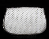 Pretty 1950s Beaded Satin Bag - Formal 50s Purse - White & Silver Spring Floral Evening Handbag - Made in Tokyo Japan - Excellent Condition