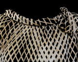 Size 10 1960s Dress - Summer Optical Print Mod Sheath with Original Belt - 1960s Short Sleeve Brown & Ivory Diamonds Knit - Bust 37.5