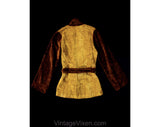 Child Size 12 Robe - 1960s 70s Hippie House Coat - Boys or Girls Two Tone Brown Gold Velour Lounge Bathrobe - Unworn Deadstock - Chest 31