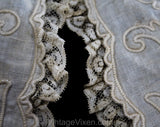 Size Small Victorian Jacket - 1890s 1900s Edwardian Summer Bolero - Cutwork Ecru Linen & Crochet Flowers with Jagged Hem - Bust 34