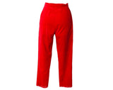 Size 8 1950s Pant Suit - Red Velveteen Tunic & Capri Cropped Pants - Audrey Style 50s 60s Cotton Outfit - Made in Milan Italy - Waist 26.5