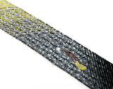 Rockabilly Men's Skinny Tie - 1950s Ultra Narrow Necktie - Black Gray Gold Yellow Feather Quill Brocade - 50s Hepcat Rat Pack Mid Century