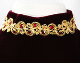 Size 4 Velvet Pant Suit - Gorgeous Burgundy Red 1960s Tunic & Flared Trouser - Metallic Gold Braid - Exotic Lavish Holiday Christmas Formal