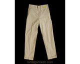 1950s Boy's Khaki Pants - Child Size 12 Beige Tan 50s 60s Cotton Trousers - Preppy Style Boys Dress Pant - Unworn NOS Deadstock - Waist 25
