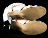 Size 6.5 Silver Shoes - Beautiful 70s Sandals - 6 1/2 Metallic 1970s Shoe - Deadstock - Summer Ankle Strap - 70's Deadstock - 48064-2