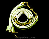 Medium 1960s Belt - Chartreuse Mint Green Vinyl Belt with Brass Buckle & Horse Bits - Size 8 to 12 Mod 60s Belt - Chic Spring Summer Resort