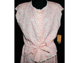 Size 4 Prairie Peach Calico Cotton 2-Pc Dress - Sleeveless Pastel Summer Top & Skirt - 80s NWT Deadstock - Mint Condition - Waist 25 - 33348