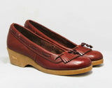 Size 6.5 M Brown Leather Loafers by Dexter - High Quality - 1980s Oxblood Leather Shoes - 80s Preppy Deadstock - Platform Rubber Heel