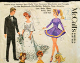 60s Vintage Doll's Sewing Pattern - Dated 1962 Wedding Dress + Wardrobe for 11 1/2 Inch Fashion Doll & Boyfriend's Tuxedo - McCalls 6420