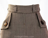 Size 8 1940s Skirt - Beautiful Rosie Riveter Workday Style - Cocoa Brown & Ecru Wool 40s A-Line Skirt - WWII Era Utility Look - Waist 26.5