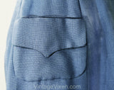 Size 6 Blue Linen Skirt - Top Quality 1960s Preppy Wedgwood Summer A Line Skirt With Pockets - Hand Finished - Tanner Label - Waist 25.5