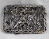 1910s Art Nouveau Daisy Brooch - Silver Floral & Flourish Metal - 1900s Edwardian Gibson Girl Antique Sash Pin - Large Rectangular - 50493