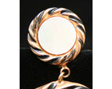 Rockabilly Style 50s Copper & Shell Earrings - 1950s Round Metal Clip Earring - Modernist - Deadstock - Mint Condition - 40134-1