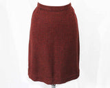 Size 10 Tweed Suit - 1950s Brick Red & Charcoal Gray Tailored Medium Jacket and Skirt - Maroon Checked Wool - Late 50s Early 60s - Waist 28