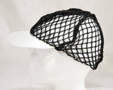 Hip-Hop 1980s 90s Baseball Cap - Black Fishnet Hat - See Through Fish Net with Metallic Silver Visor - Urban Rapper Street Fashion - 50364