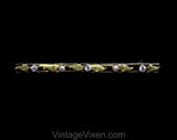 10KT Gold Brooch with Diamonds and Freshwater Pearls - Leafy Open Design Long Rectangle - Beautiful Lapel Pin - Marked 10 Karat - Exquisite