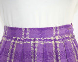 Size 0 Purple Plaid Skirt - XS Girlish 1960s Skirt - Cute School Girl Style - 60s Wool Pleated Skirt - Box Pleats - Waist 23 - 41714