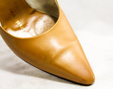Size 6 Yellow Heels - 6AA Narrow Golden Leather Stiletto Shoes - 1950s High Quality Hand Lasted by Andrew Geller - Fall Autumn Goldenrod