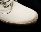 Size 10 Vintage Sneakers - Classic Large Size Ecru Shoes - 80s Casual Beige Shoe - Cream Canvas - Woven Jute - 10N - Deadstock - 44178-2
