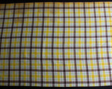 1960s Plaid Fabric - 4 Yards x 44 Inches Wide - 60s Cotton Blend Broadcloth - Yellow Brown Lime Green White Yardage - Wamsutta Spring