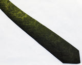 1950s Men's Skinny Tie - Unique Shredded Shadow Novelty Print Green Paisley Brocade - Handsome Rockabilly 50's Necktie - Olive Green & Black