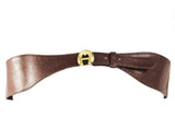 Large Brown Leather Belt with Etienne Aigner Buckle - Size 12 to 14 High Quality Designer 1980s Preppie Belt - Waist 31.5 to 34 - 48983