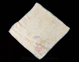 Children's Handkerchief Lot of 3 - 40s 50s Child's Novelty Print Cotton Hanky - Yellow & Pink Puppy Dogs - Tight Rope Circus Bunny - 49679