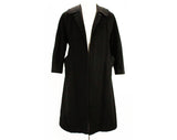 Large 1950s Black Coat - Size 12 to 14 Luxurious Overcoat - 50s Open Front Winter Coat - Beautiful Plush Luxury Soft as Cashmere - Bust 42