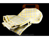 Posh 60s Plaid Bag with Extra Fabric - 1960s Custom Resort Yellow & White Preppy Purse - 60s Spring Preppie Handbag - Triminghams Bermuda
