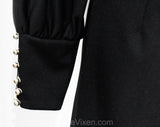 Large Palazzo Jumpsuit - Dramatic Black 1970s One-Piece Pantsuit - Bold 70s Outfit - Size 14 Long Sleeved Zip Front Jump Suit - Waist 34.5