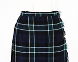 Size 10 Kilt Skirt - Beautiful Navy & Green Plaid Pleated Skirt - Fall Autumn Scottish Classic Tartan with Leather Buckle - Waist 27 - 49111