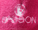 Large Raspberry Velour Sweatshirt - 1980s Sasson Purple Pink Pullover - 80s Athletic Casual Preppy Long Sleeve Sweater Knit Top - Bust 44