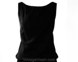 Size 6 1960s Audrey Cocktail - Iconic Little Black Dress - Late 1950s 60s Blouson Crepe - Sleeveless Chic Drop Waist Flapper Chic - Waist 27